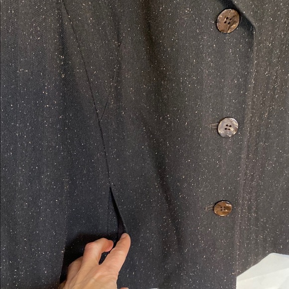 Simon Chang Wool Silk Corset Back Brown Blazer Designer Boho Business Casual - Picture 5 of 15